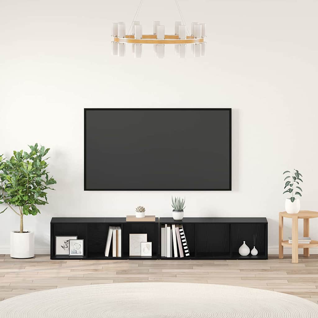vidaXL Conjunto de mueble de TV 2 pcs Roble Negro 37 x 35 x 107cm