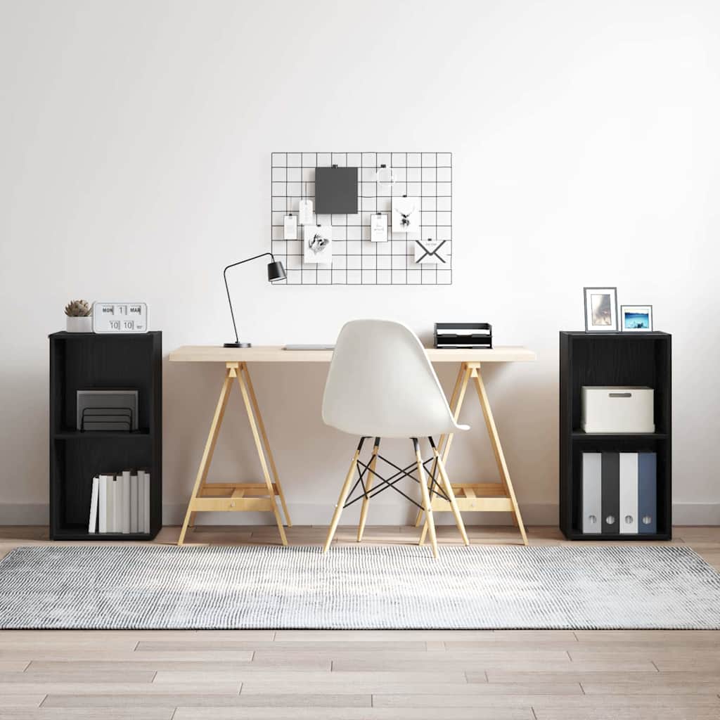 vidaXL Conjunto de mueble de TV 2 pcs Roble Negro 37 x 35 x 72 cm