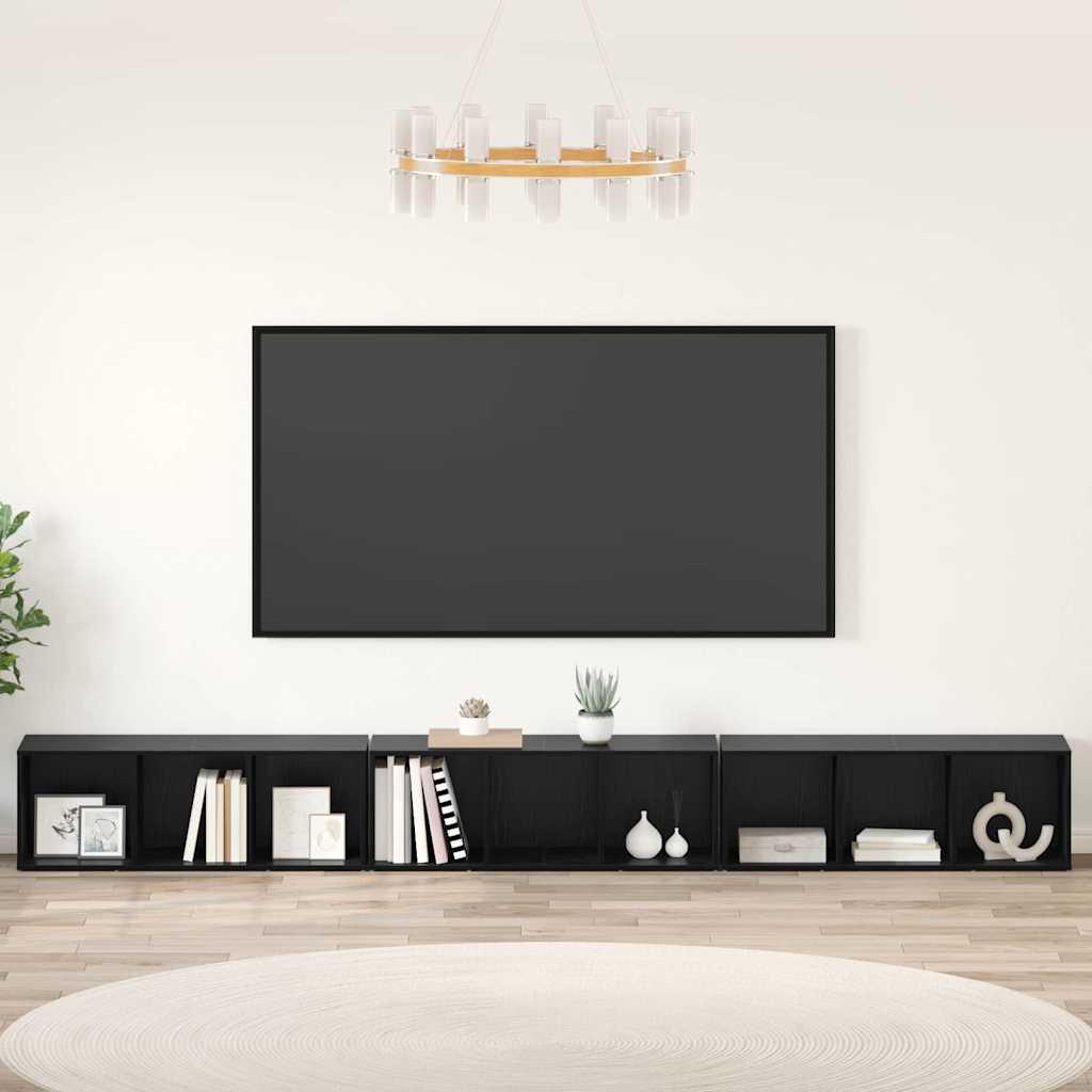 vidaXL Conjunto de mueble de TV 3 pcs Roble Negro 37 x 35 x 107,5 cm