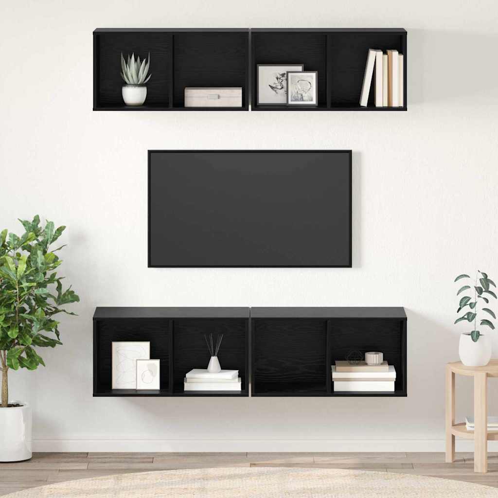 vidaXL Conjunto de mueble de TV 4 pcs Roble Negro 37 x 37 x 72 cm