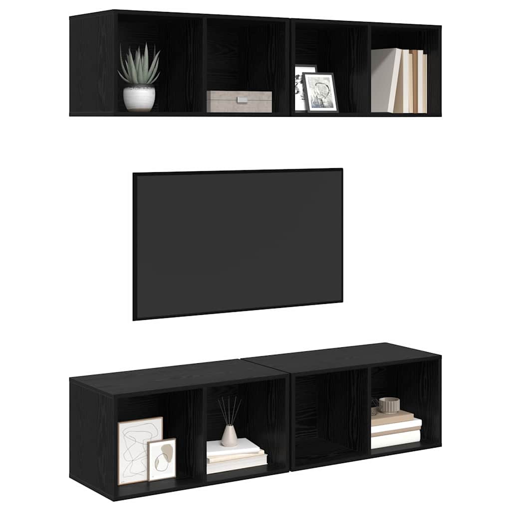 vidaXL Conjunto de mueble de TV 4 pcs Roble Negro 37 x 37 x 72 cm - Image 3