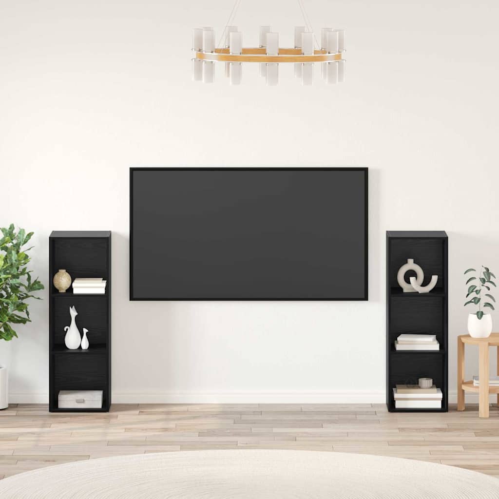 vidaXL Conjunto de mueble de TV 2 pcs Roble Negro 107 x 35 x 37 cm