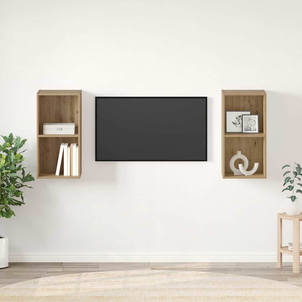 vidaXL Conjunto de mueble de TV 2 pcs Roble artesanal 37 x 37 x 72 cm