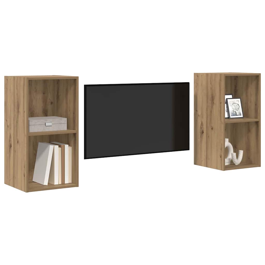 vidaXL Conjunto de mueble de TV 2 pcs Roble artesanal 37 x 37 x 72 cm - Image 3