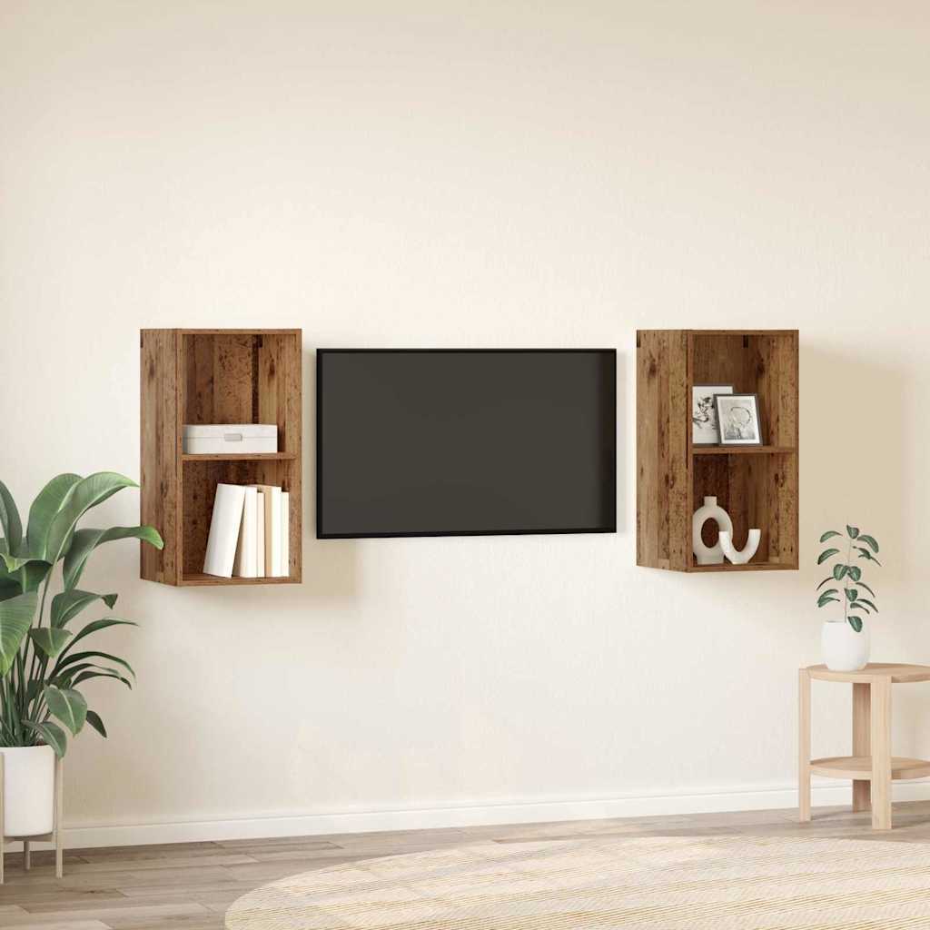 vidaXL Conjunto de mueble de TV 2 pcs Madera Vieja 37 x 37 x 72 cm - Image 4