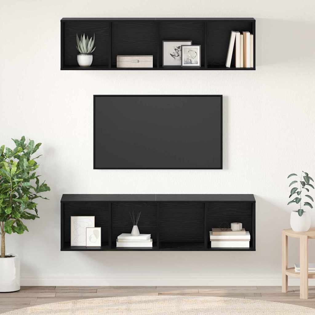 vidaXL Conjunto de mueble de TV 2 pcs Roble Negro 37 x 37 x 142,5 cm