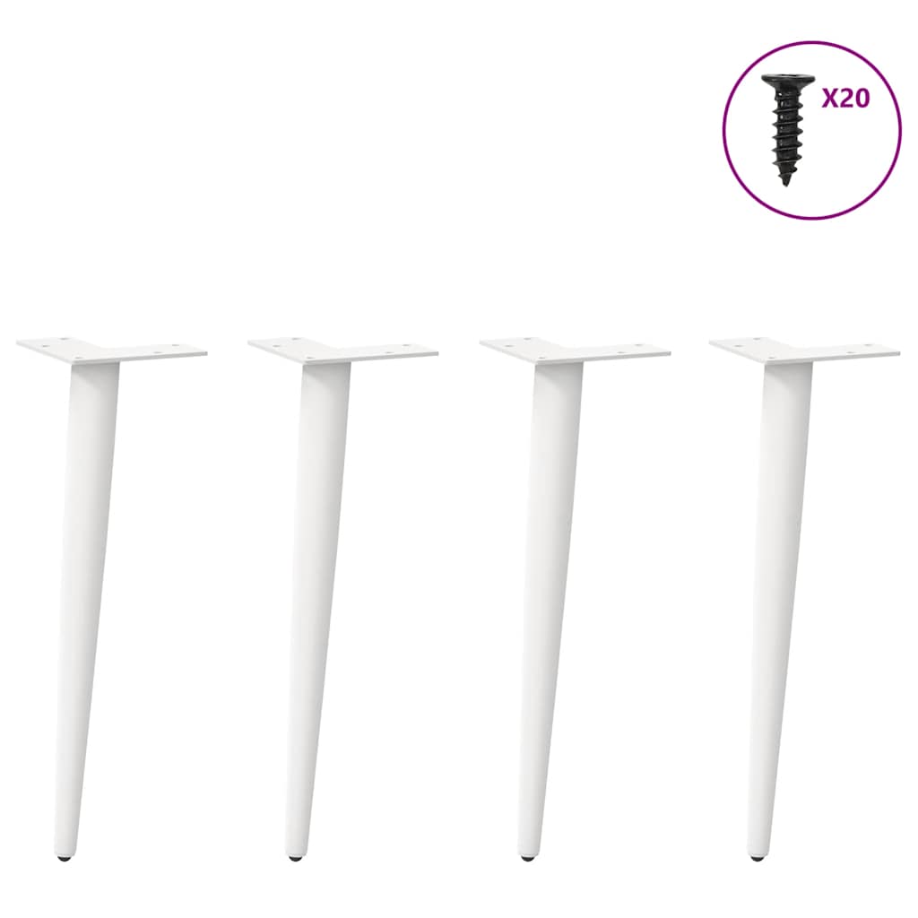 vidaXL Patas para mesa de centro cónicas (4 unidades), color blanco, 30-31 cm, acero - Image 3