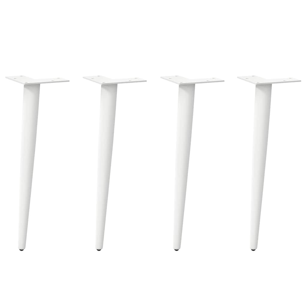vidaXL Patas para mesa de centro cónicas (4 unidades), color blanco, 30-31 cm, acero
