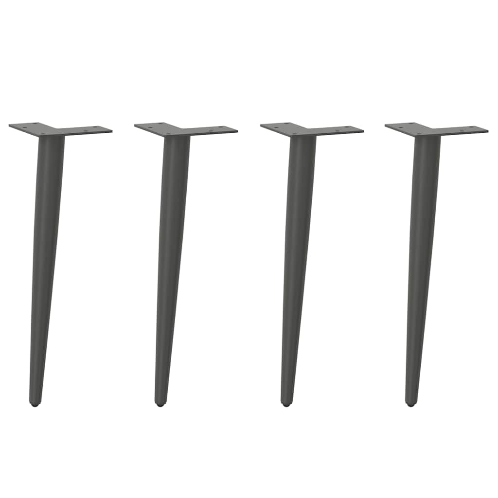vidaXL Patas cónicas para mesa de centro (4 unidades), antracita, 42-43 cm, acero