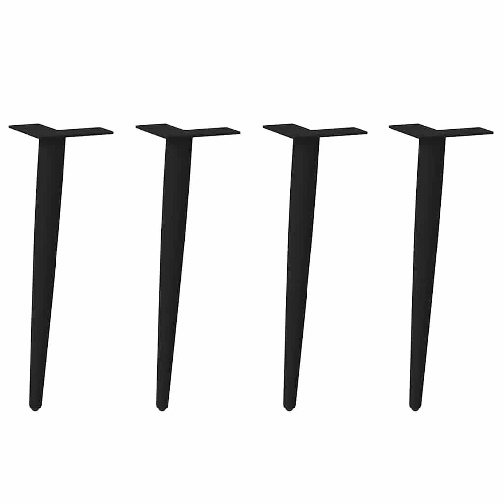 vidaXL Patas cónicas para mesa de centro (4 unidades), color negro, 42-43 cm, acero