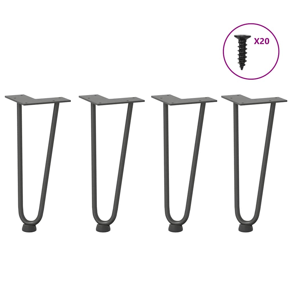 vidaXL Patas de horquilla para mesa de centro (4 unidades, antracita, 30 cm, acero macizo)