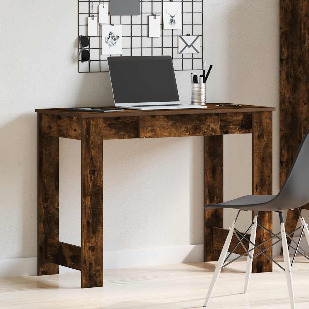 vidaXL Escritorio de madera contrachapada roble ahumado 100x45x75 cm - Image 3