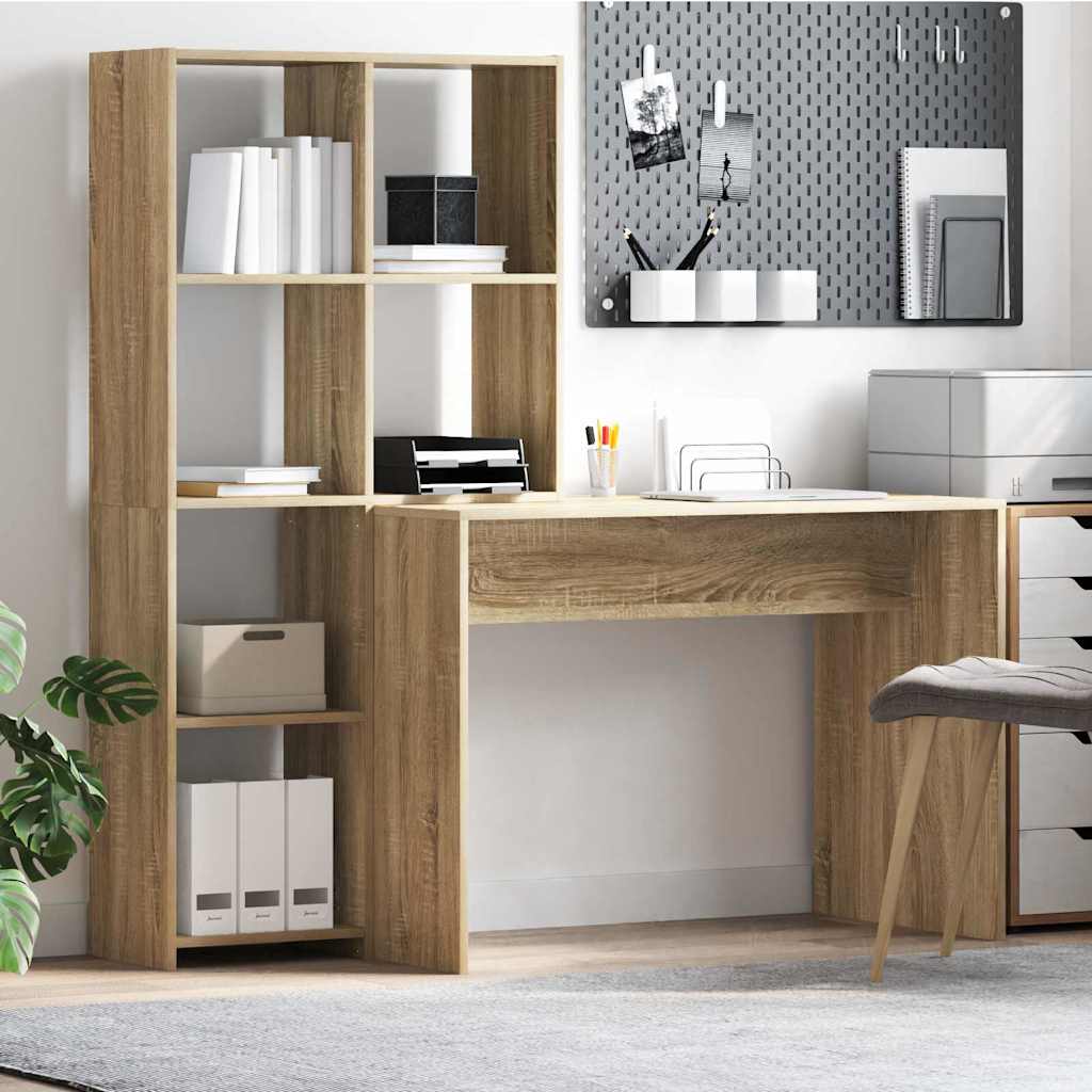 vidaXL Escritorio con estante Roble Sonoma 138,5 x 55 x 143 cm