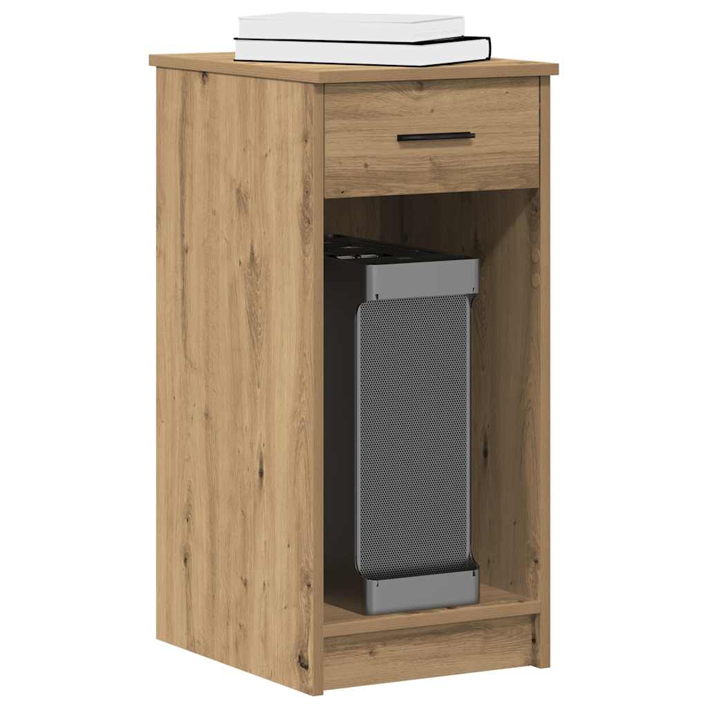 vidaXL Torre de ordenador con cajón roble artesanal 35x45x77 cm