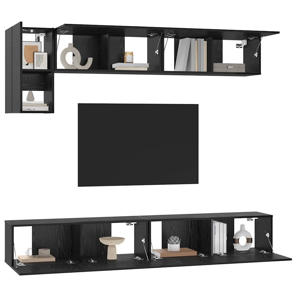 vidaXL Conjunto de mueble de TV 5 pcs Roble Negro Madera contrachapada - Image 3