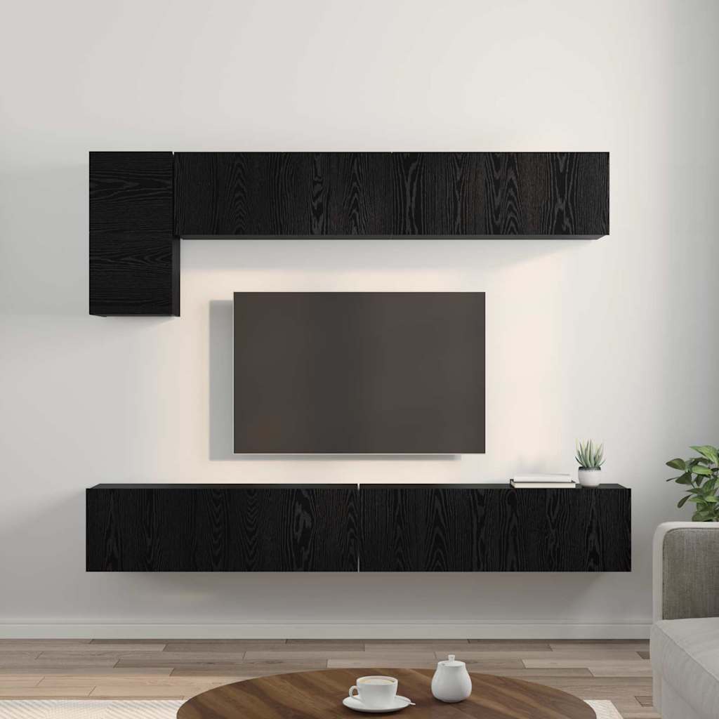 vidaXL Conjunto de mueble de TV 5 pcs Roble Negro Madera contrachapada - Image 4