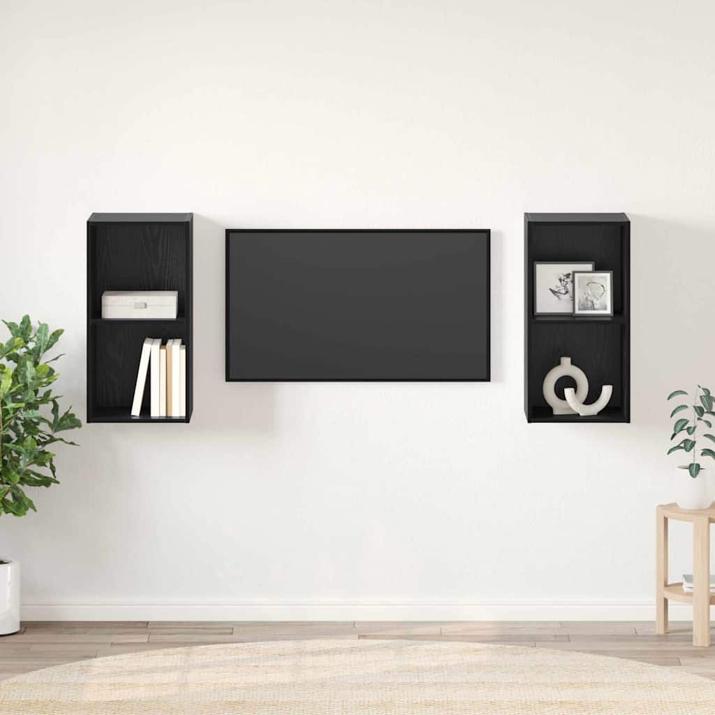 vidaXL Conjunto de mueble de TV 2 pcs Roble Negro 37 x 37 x 72 cm