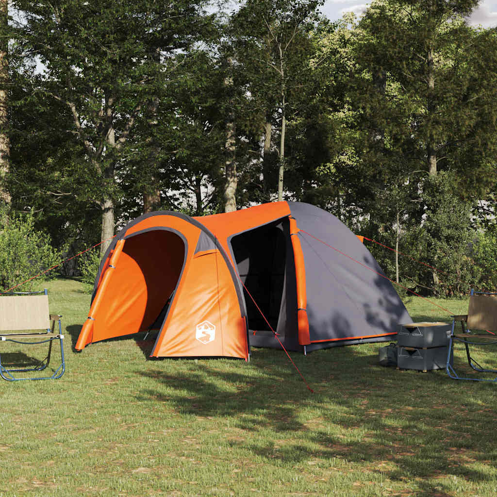 vidaXL Carpa de cúpula con techo Gris y naranja 384 x 254 x 170 cm