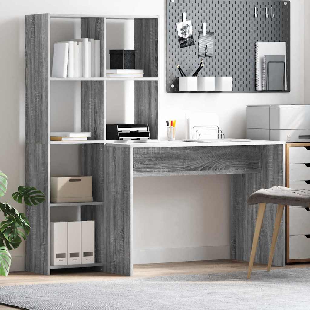 vidaXL Escritorio Gris Sonoma 138,5 x 55 x 143 cm Madera de ingeniería