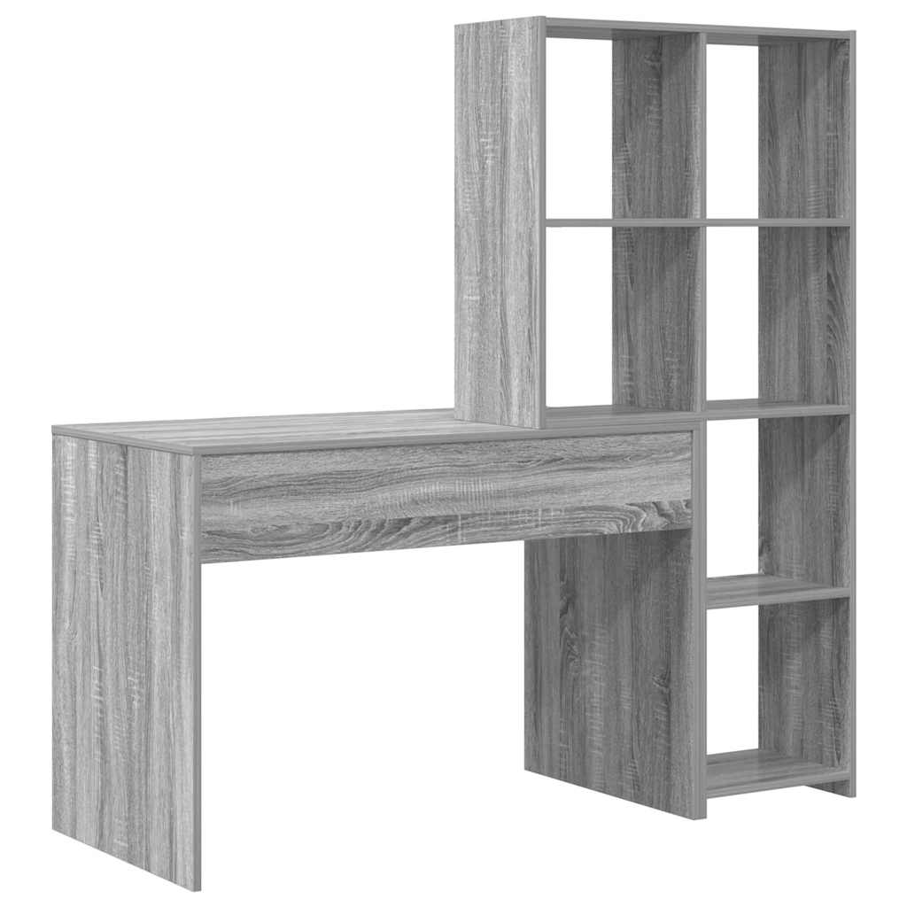 vidaXL Escritorio Gris Sonoma 138,5 x 55 x 143 cm Madera de ingeniería - Image 6