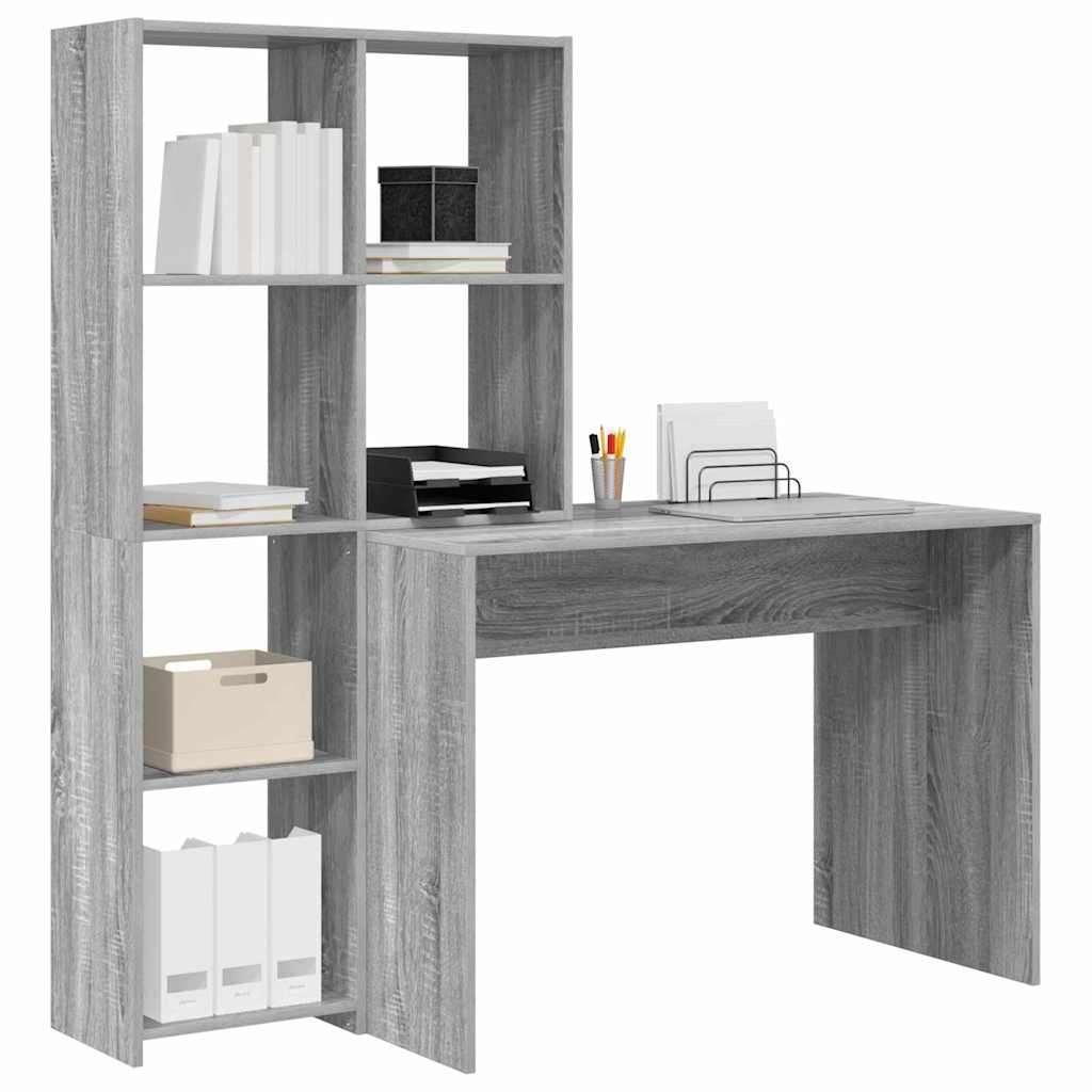 vidaXL Escritorio Gris Sonoma 138,5 x 55 x 143 cm Madera de ingeniería - Image 3