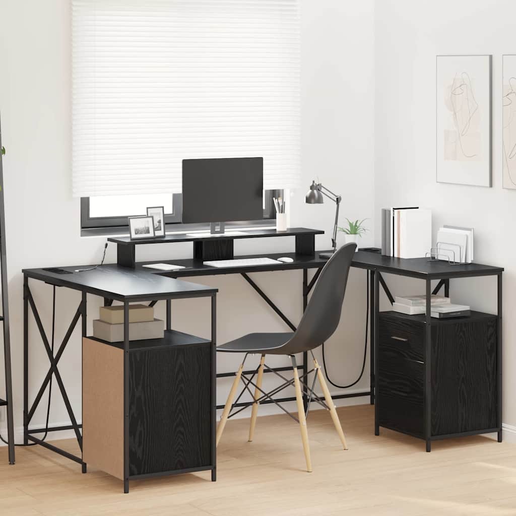 vidaXL Escritorio Roble negro 182 x 101 x 87.5 cm Madera contrachapada