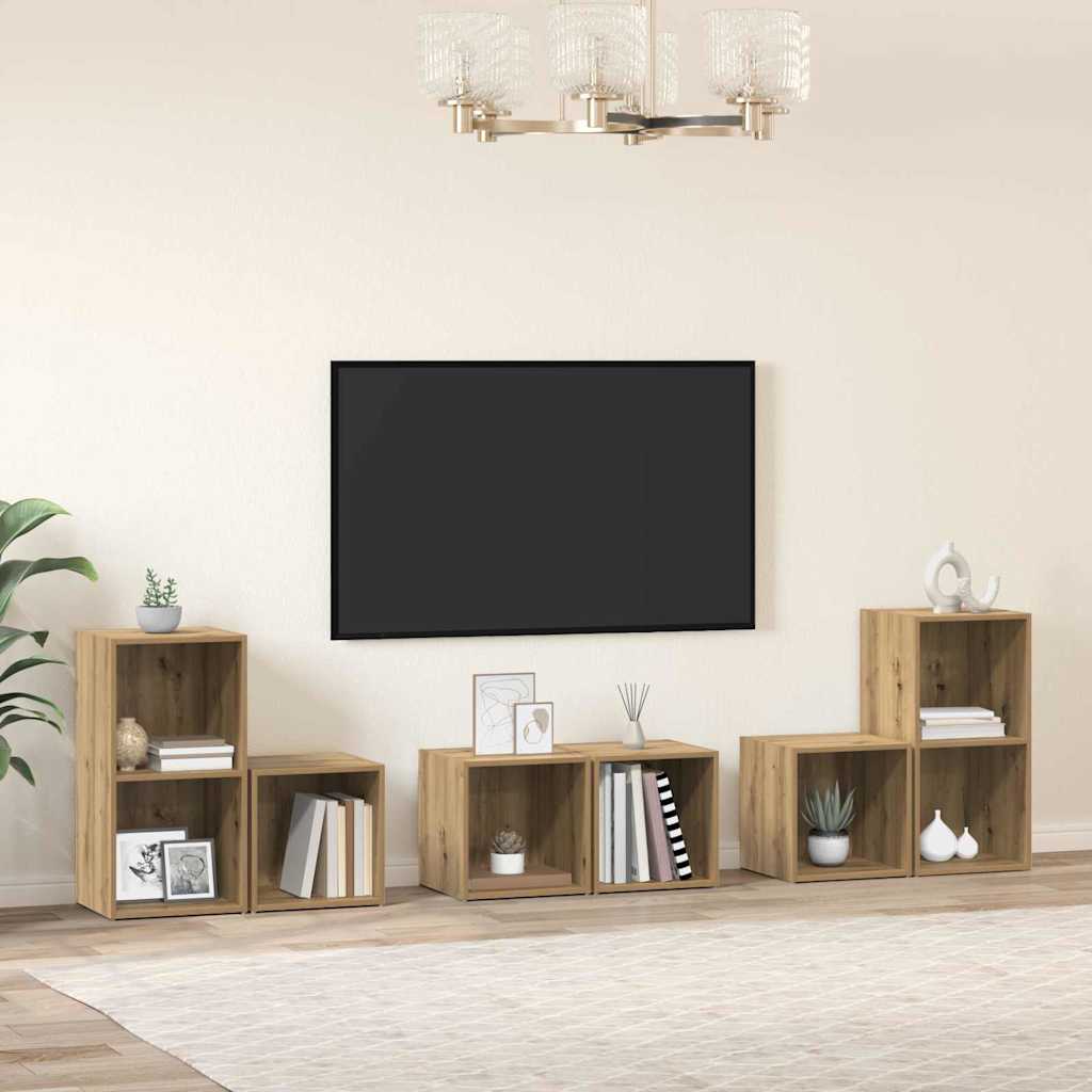 vidaXL Conjunto de mueble de TV 6 pcs Roble artesanal