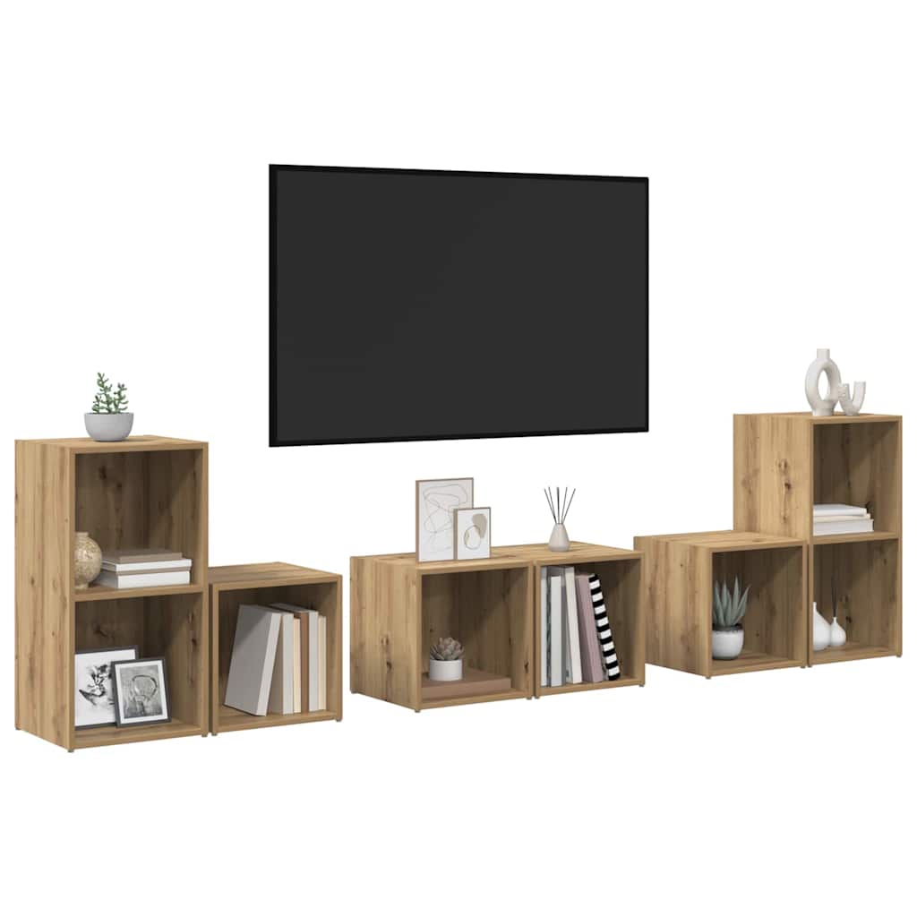vidaXL Conjunto de mueble de TV 6 pcs Roble artesanal - Image 3
