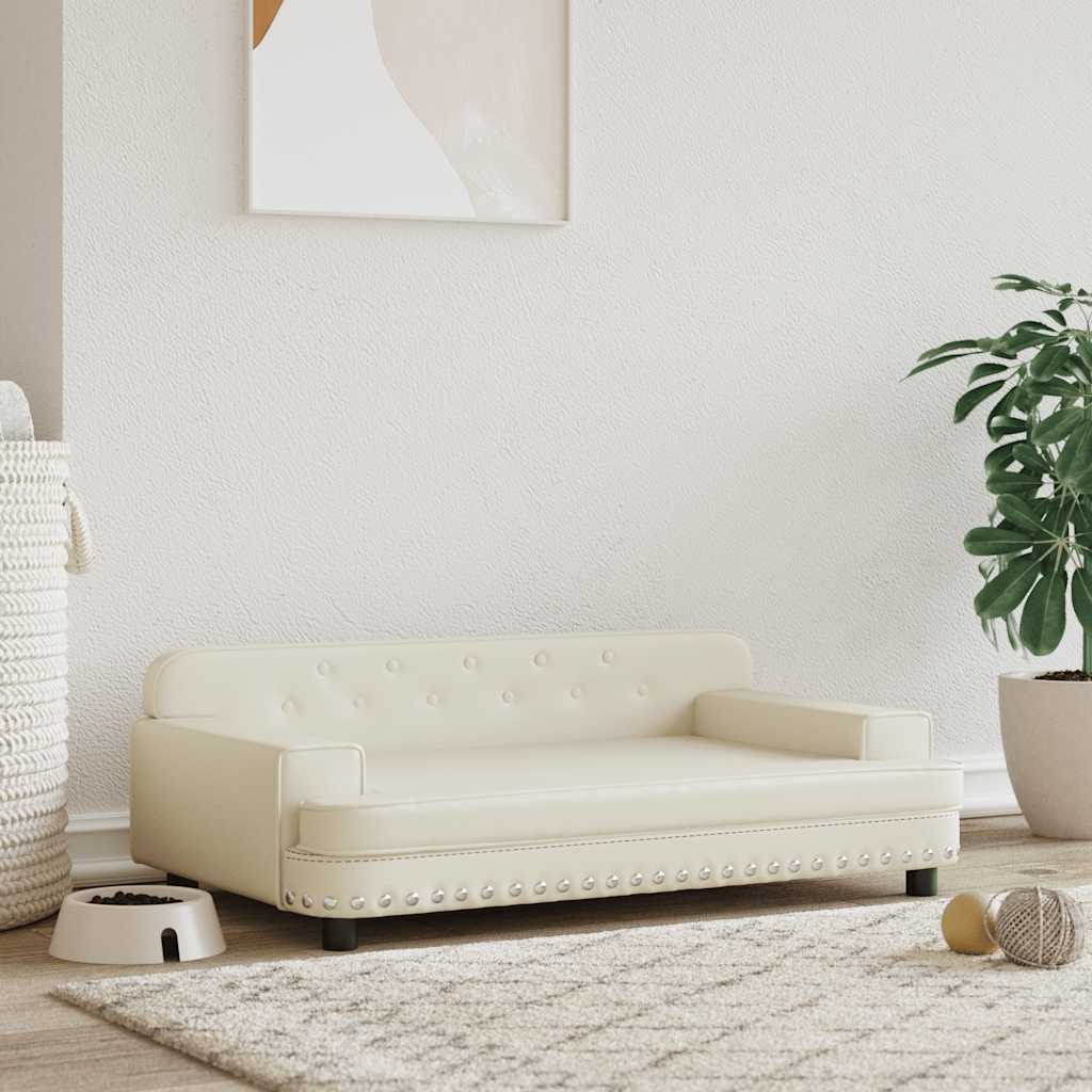 vidaXL Hundebett Creme 90x53x30 cm Kunstleder