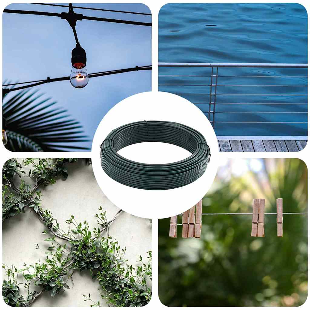 vidaXL Zaunbindedraht Grün 33 m Stahl