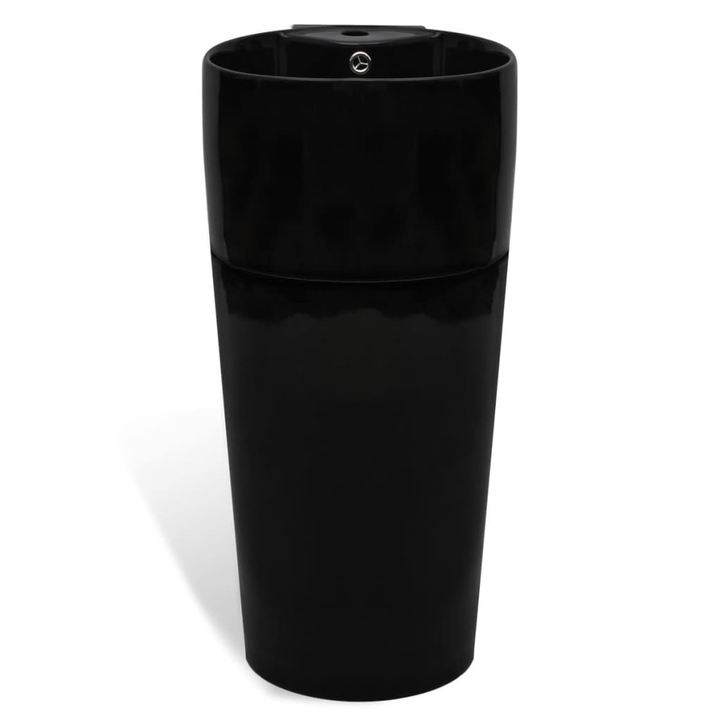vidaXL Standwaschbecken Keramik mit Loch für Überlauf/Armatur Schwarz - Image 3