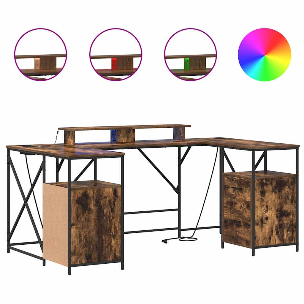 vidaXL Schreibtisch Räuchereiche 182 x 101 x 87,5 cm Holzwerkstoff - Image 4