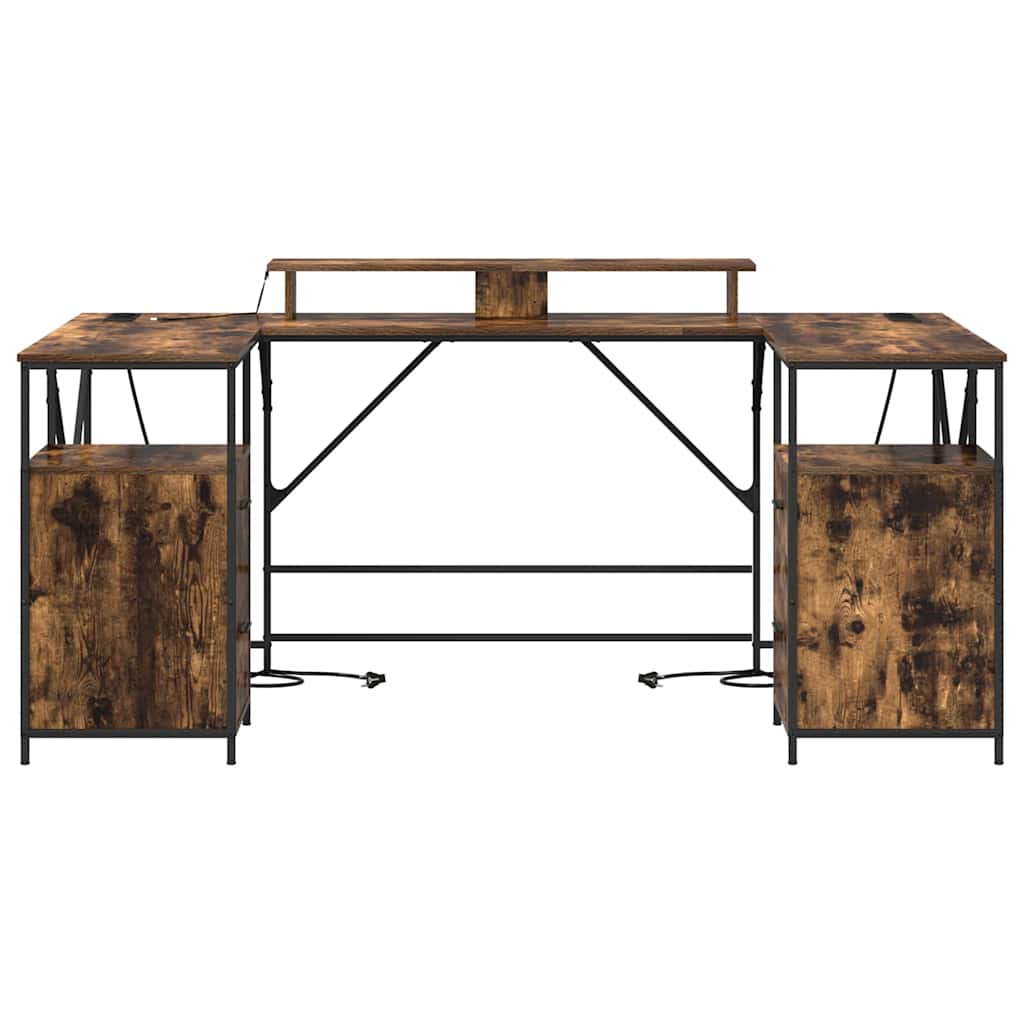 vidaXL Schreibtisch Räuchereiche 182 x 101 x 87,5 cm Holzwerkstoff - Image 6