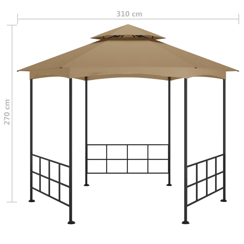 vidaXL Pavillon mit Seitenwänden 3,1x2,7 m Taupe - Image 6
