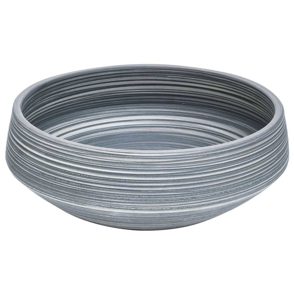 vidaXL Aufsatzwaschbecken Grau Rund Ø41x14 cm Keramik - Image 3