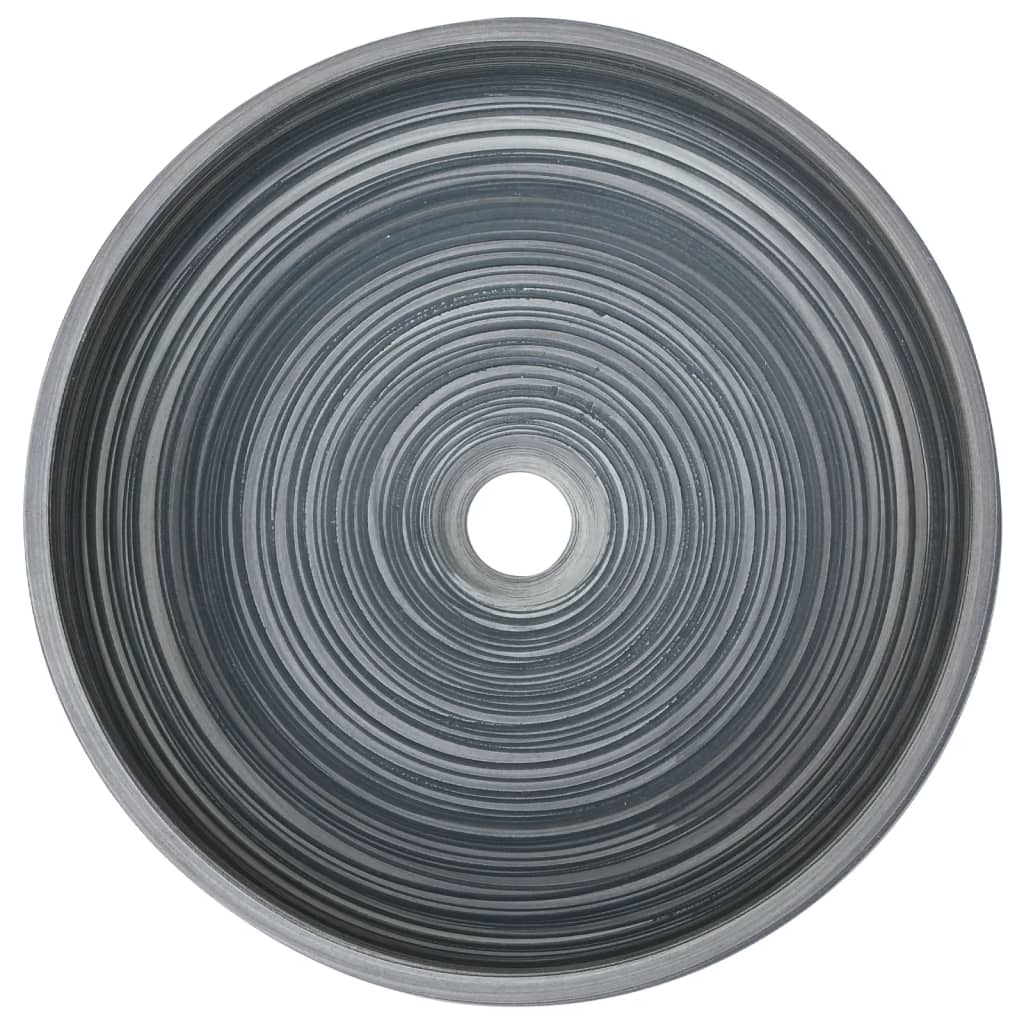 vidaXL Aufsatzwaschbecken Grau Rund Ø41x14 cm Keramik - Image 4