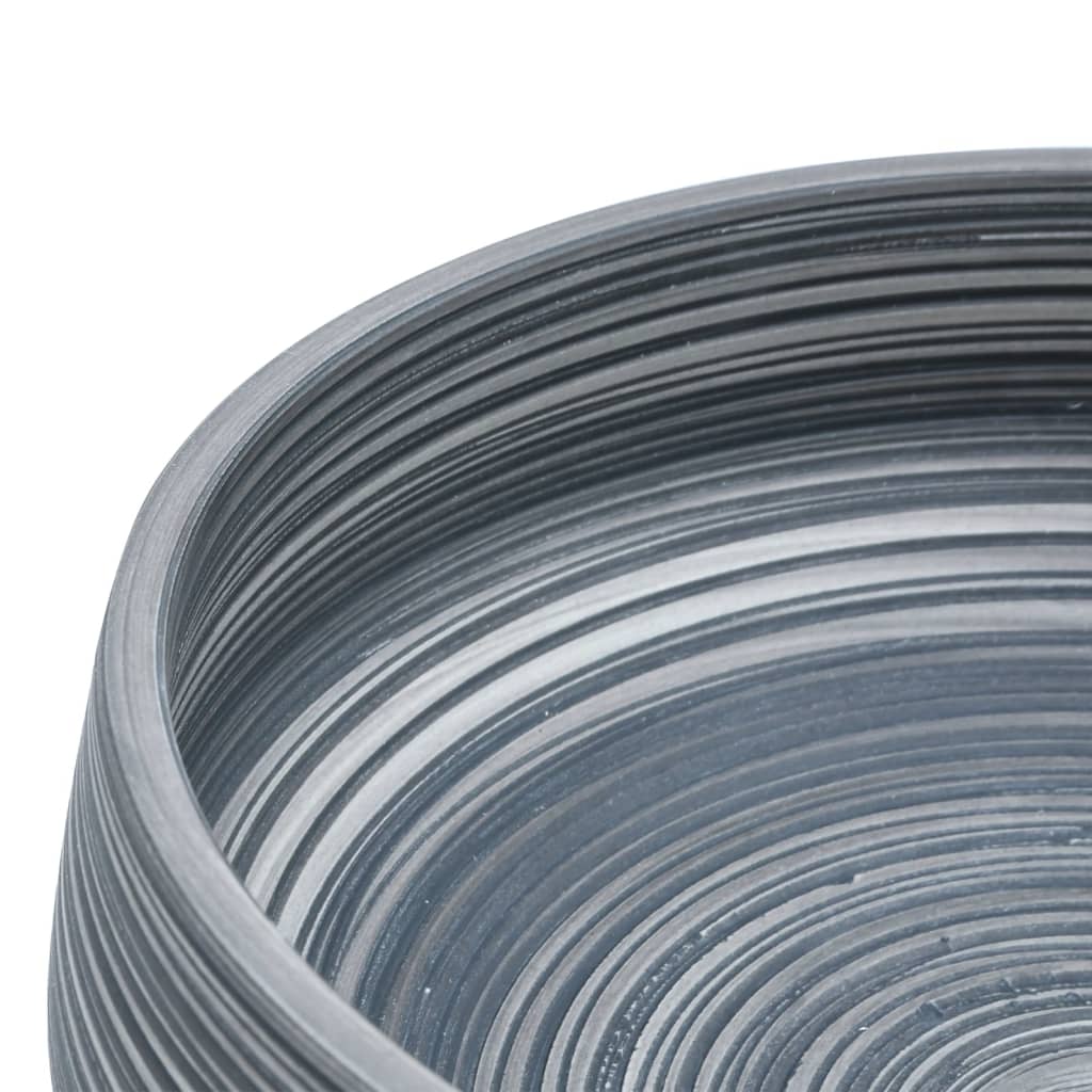 vidaXL Aufsatzwaschbecken Grau Rund Ø41x14 cm Keramik - Image 5
