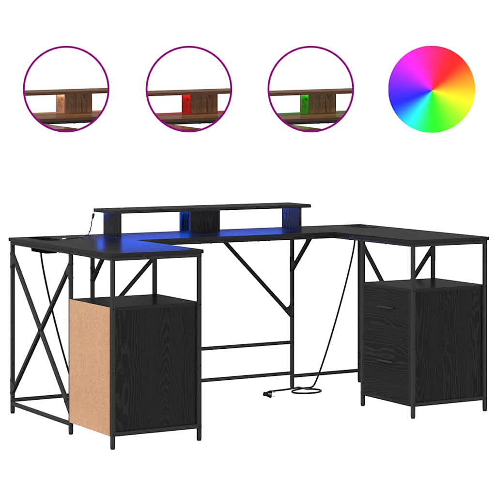 vidaXL Schreibtisch Schwarz Eichen-Optik 182 x 101 x 87,5 cm - Image 4