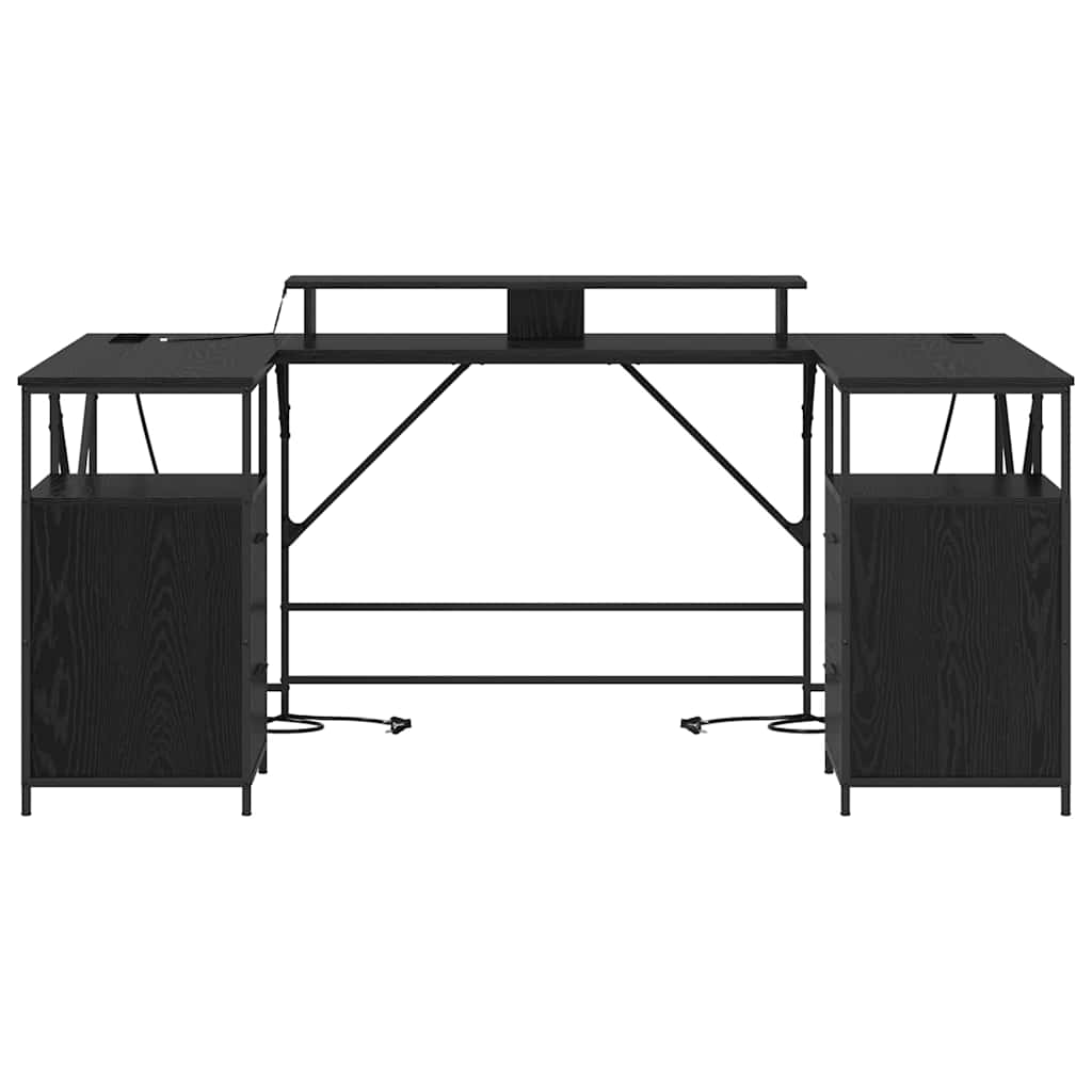 vidaXL Schreibtisch Schwarz Eichen-Optik 182 x 101 x 87,5 cm - Image 6