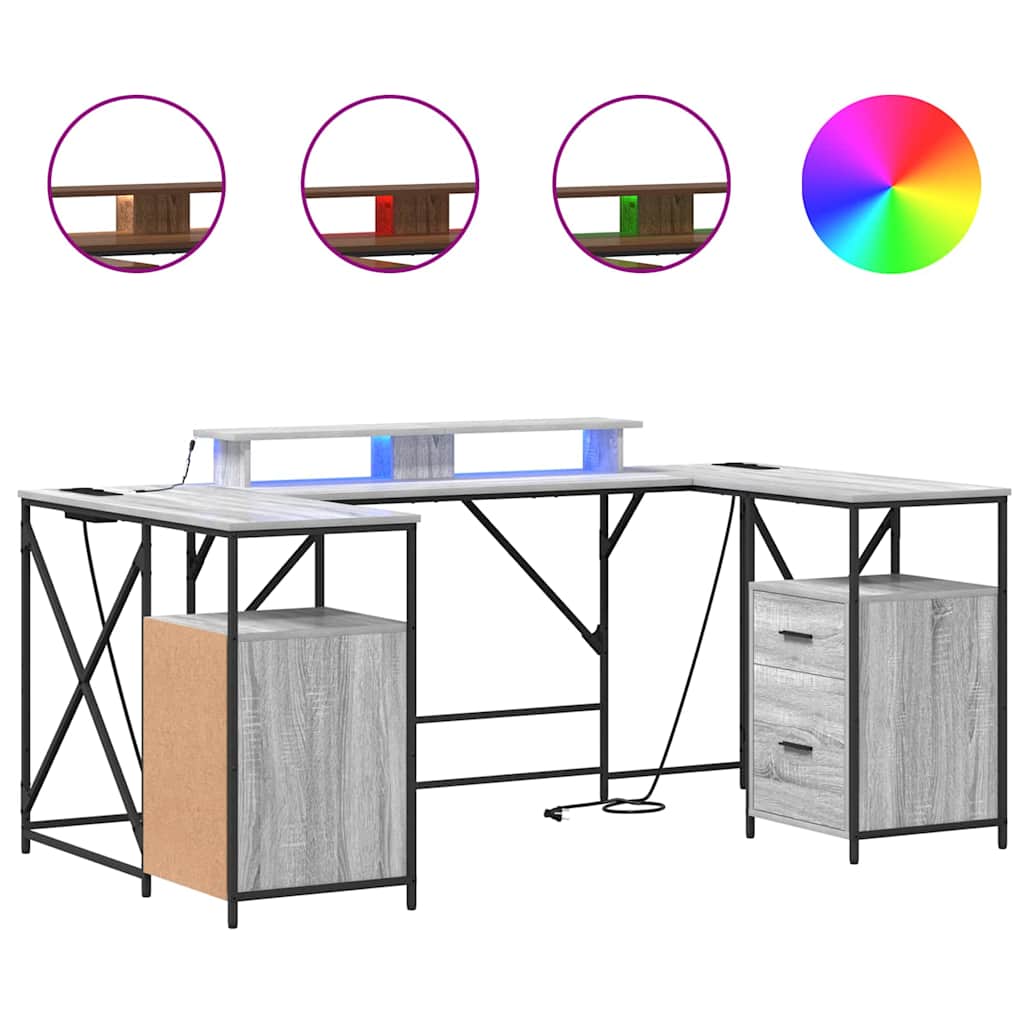 vidaXL Schreibtisch Grau Sonoma 182 x 101 x 87,5 cm Holzwerkstoff - Image 4