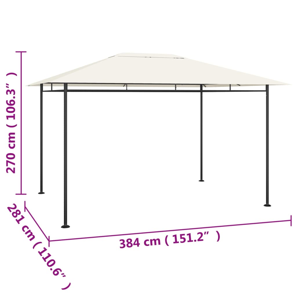 vidaXL Pavillon 384x281x270 cm Creme 180 g/m² - Image 5