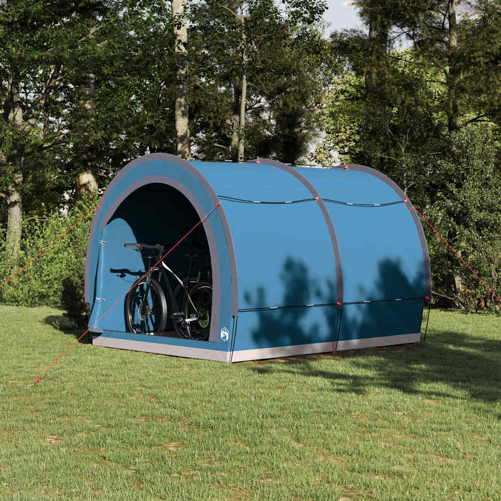 vidaXL Fahrradgarage mit Dach mit Speicher Blau 256 x 222 x 182 cm