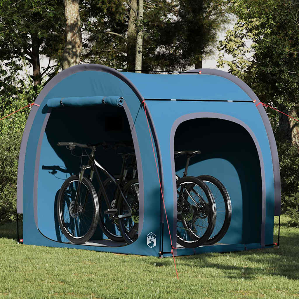 vidaXL Fahrradgarage mit Dach mit Speicher Blau 218 x 156 x 180 cm
