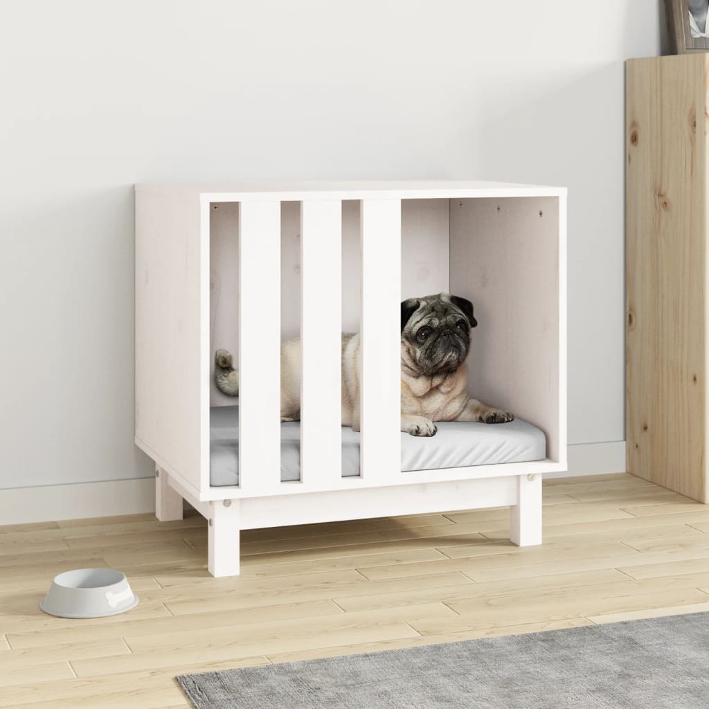 vidaXL Niche pour chien Blanc 60x45x57 cm Bois de pin massif