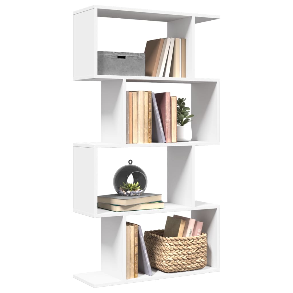 vidaXL Raumteiler Bücherregal 4-stufig Weiß 70x24x129 cm Holzwerkstoff