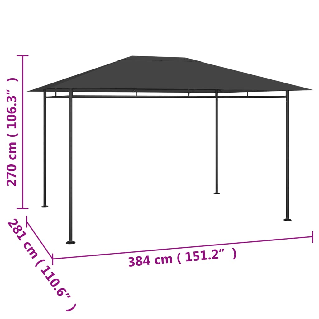 vidaXL Pavillon 384x281x270 cm Anthrazit 180 g/m² - Image 5