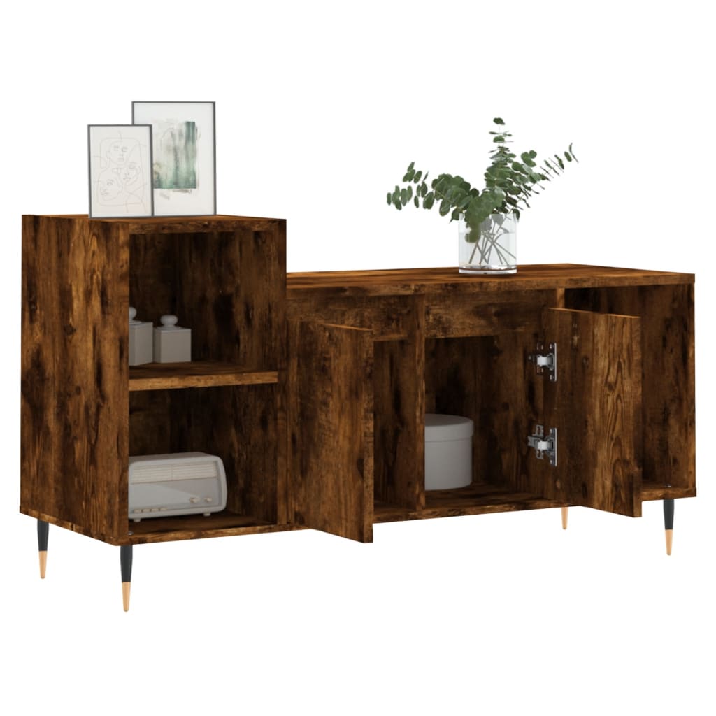 vidaXL Mueble para TV madera contrachapada roble ahumado 100x35x55 cm - Image 4