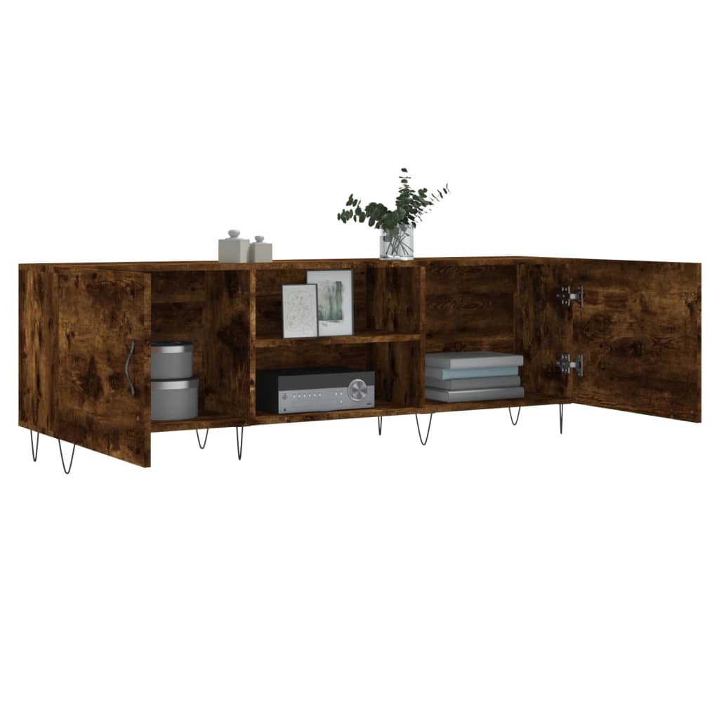 vidaXL Mueble de TV madera de ingeniería roble ahumado 150x30x50 cm - Image 4
