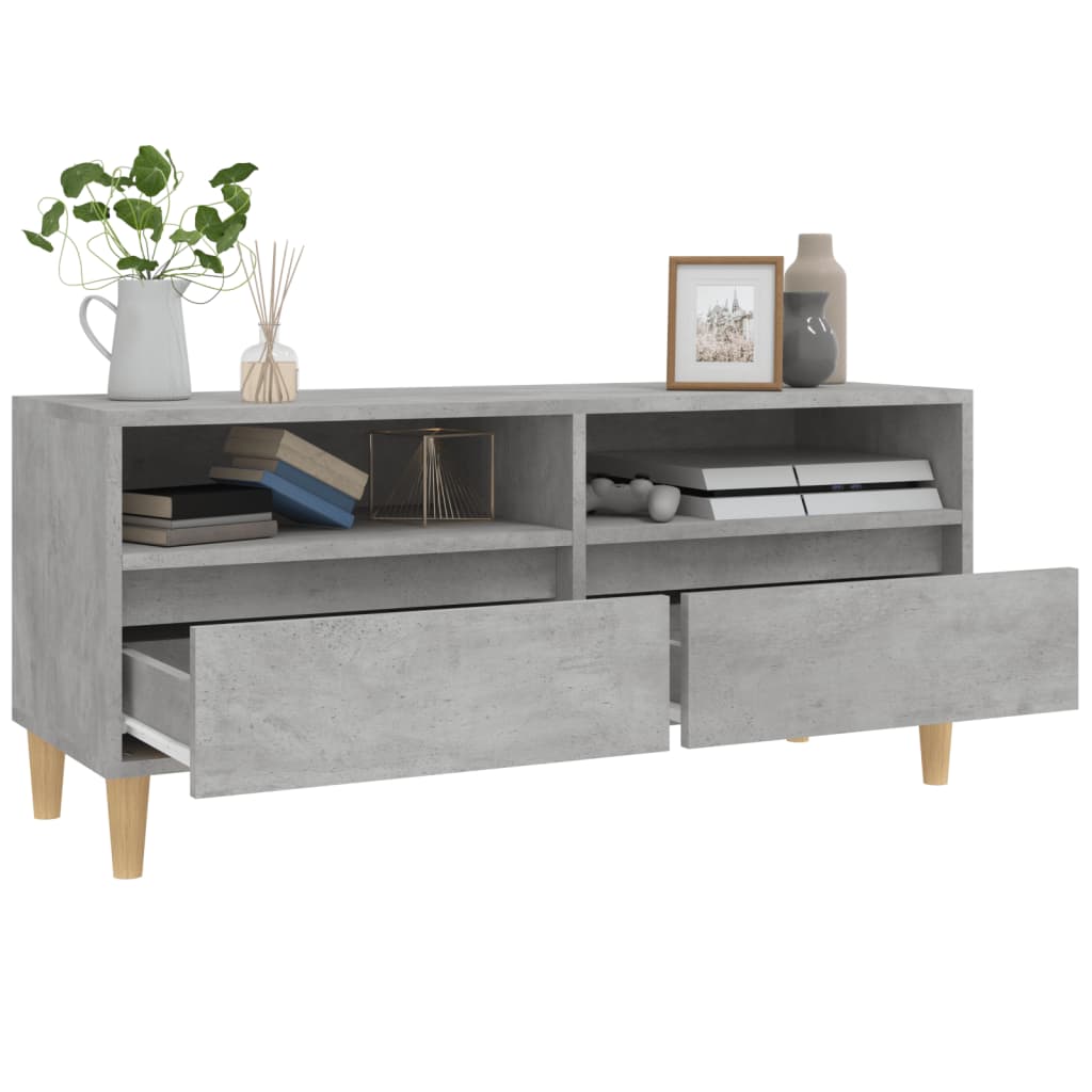 vidaXL Meuble TV gris béton 100x34,5x44,5 cm bois d'ingénierie - Image 5