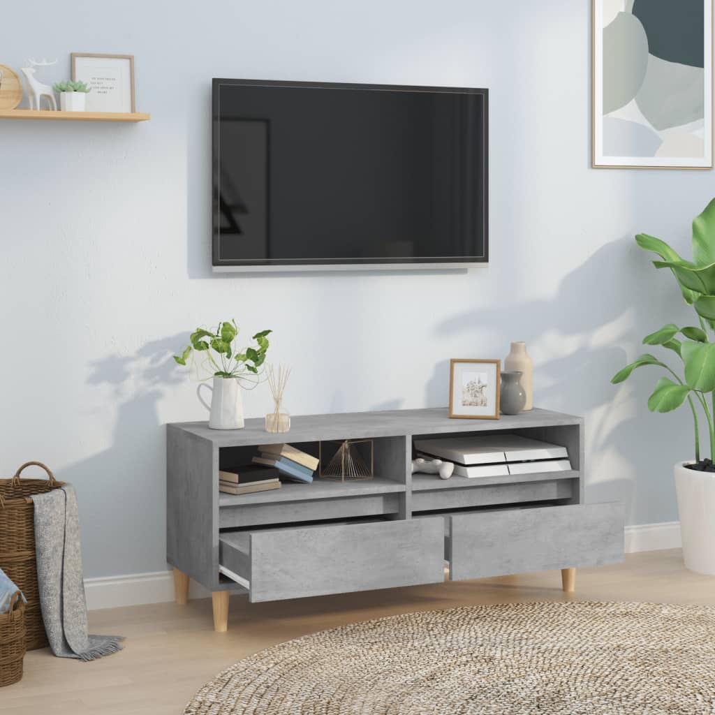 vidaXL Meuble TV gris béton 100x34,5x44,5 cm bois d'ingénierie - Image 3